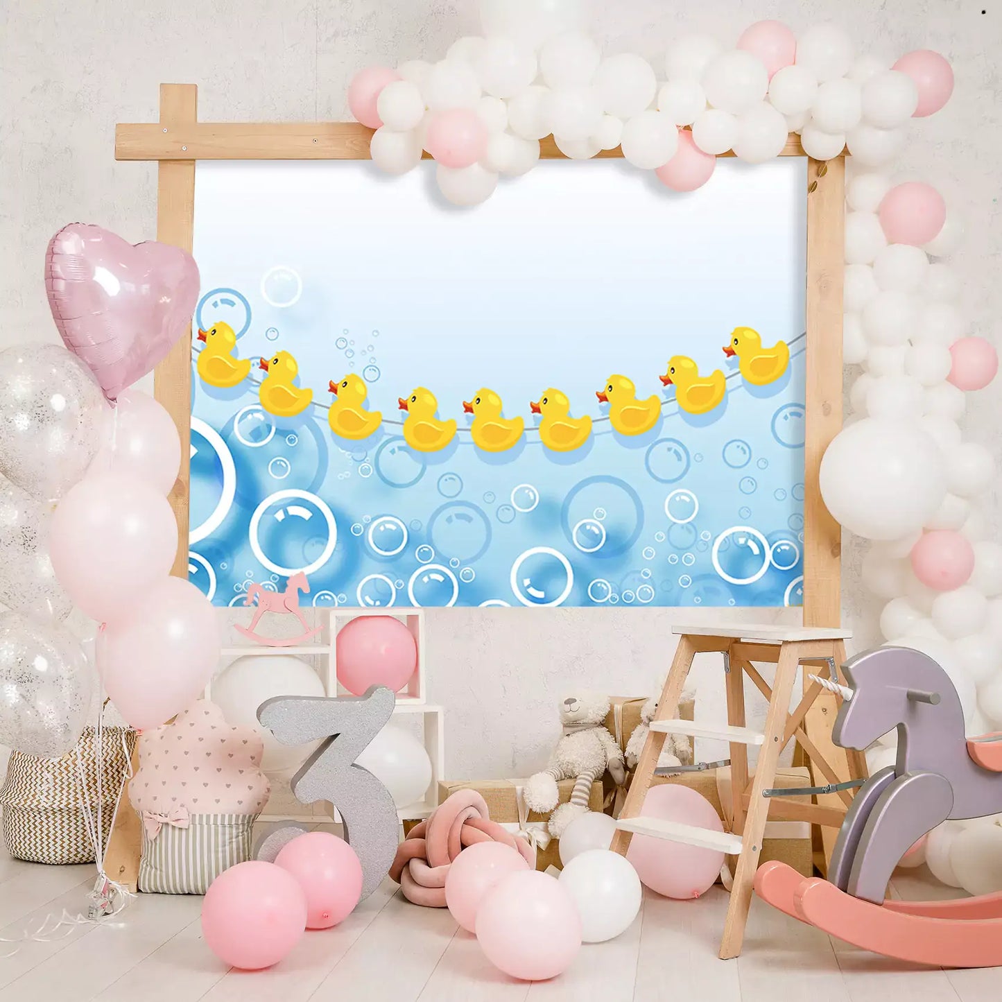 Cute Swimming Rubber Ducks Photo Booth Backdrop