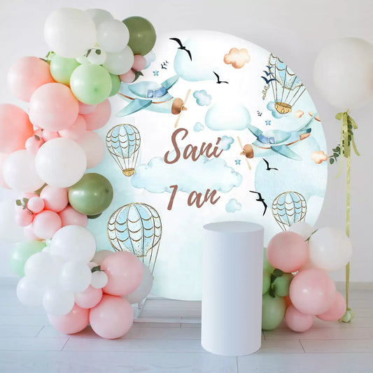 airplane hot air balloons bird theme round backdrop decorations