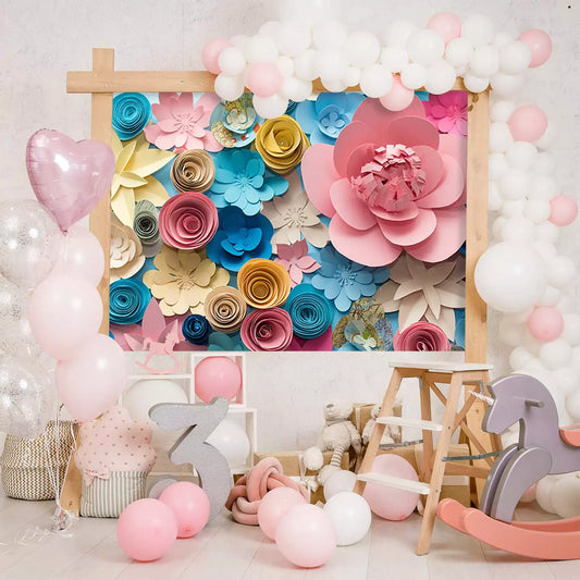 blooming colorful festive paper flower photography banner decorations