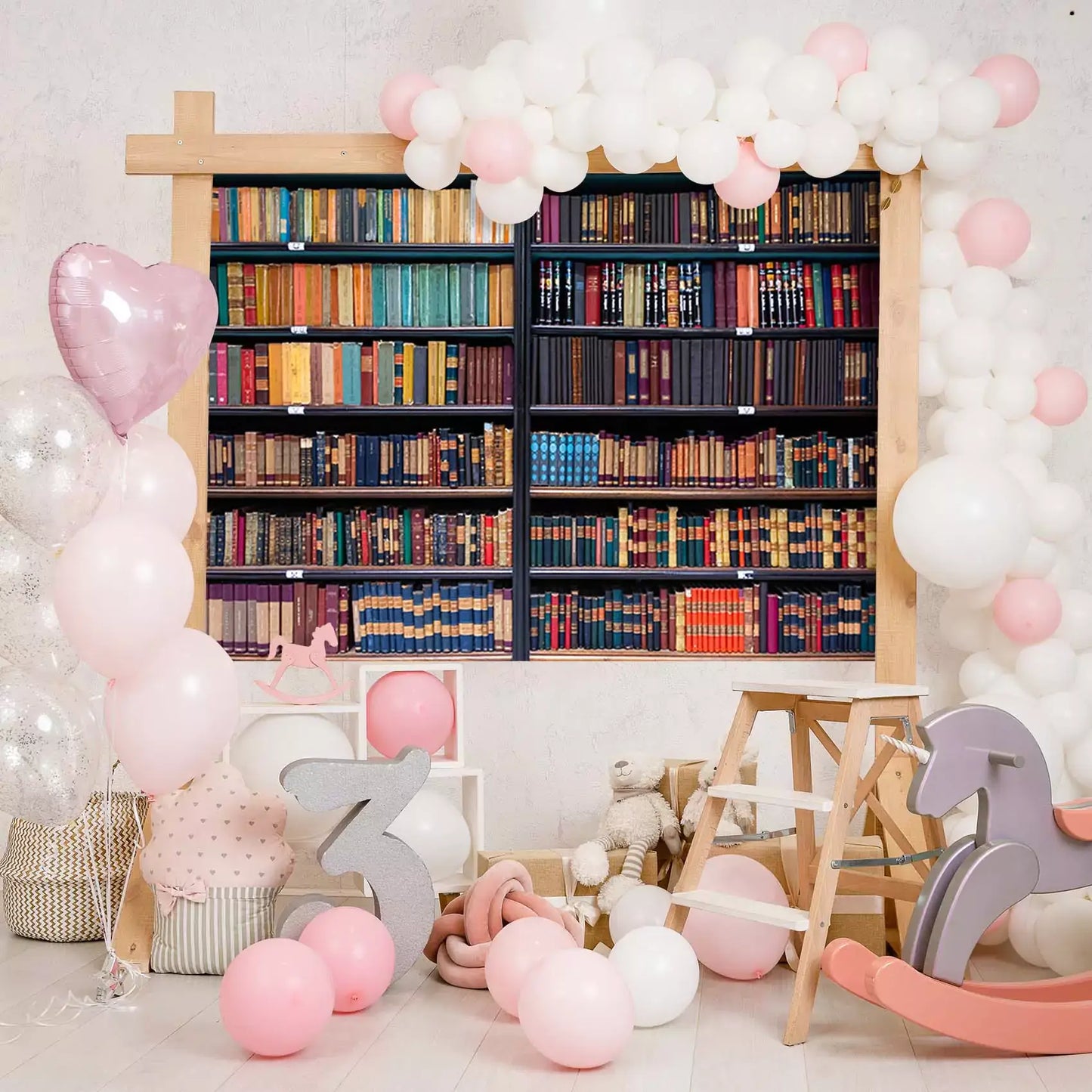 classic bookshelf home library photography backdrop decorations