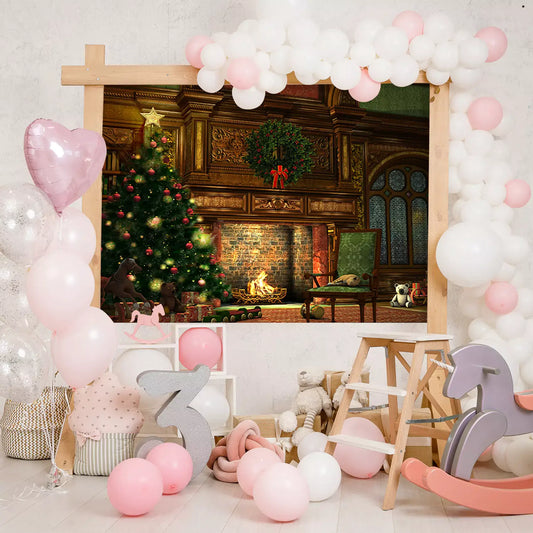 cozy christmas fireplace backdrop decorations