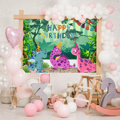 cute cartoon dinosaur theme happy birthday photography backdrop decorations