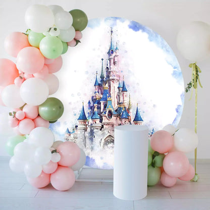 dreamy pastel fantasy theme watercolor castle round backdrop decorations