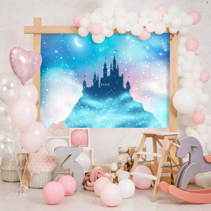 enchanted starry sky silhouette castle pgotography banner decorations