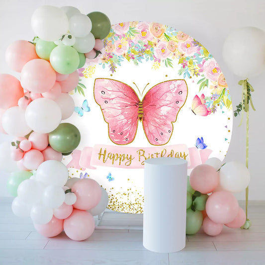 floral butterfly happy birthday party decor round backdrop decorations