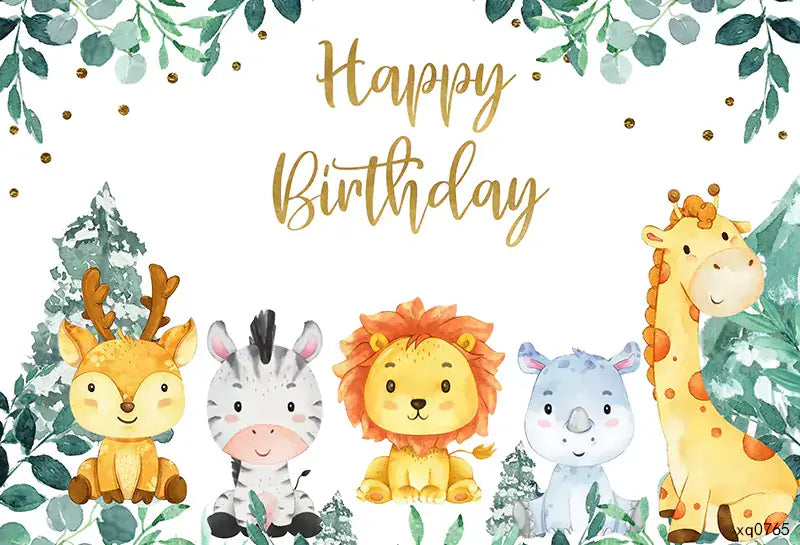 forest animals happpy birthday photography backdrop