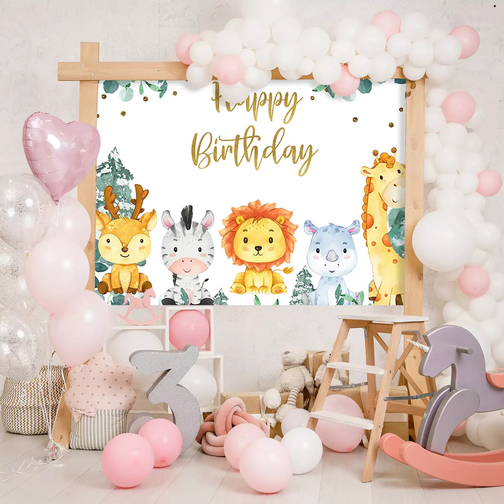 forest animals happpy birthday photography backdrop decorations