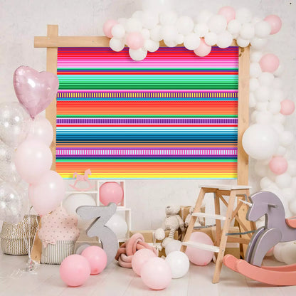 colorful striped mexican fiesta theme photography backdrop decorations