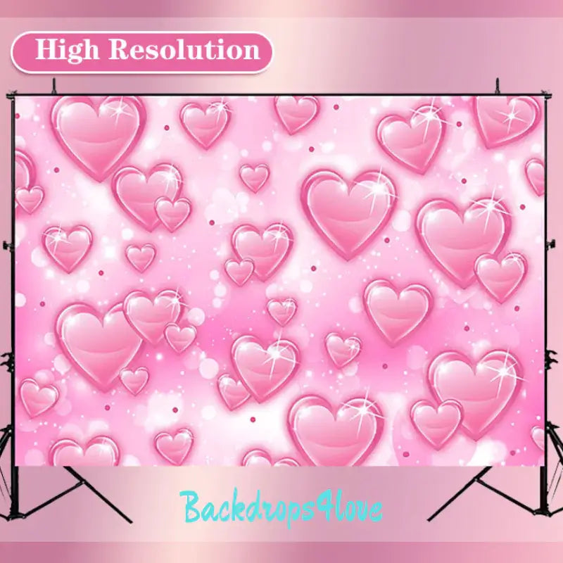 Cute pink hearts backdrop, perfect for Valentine’s Day, weddings, and themed parties.