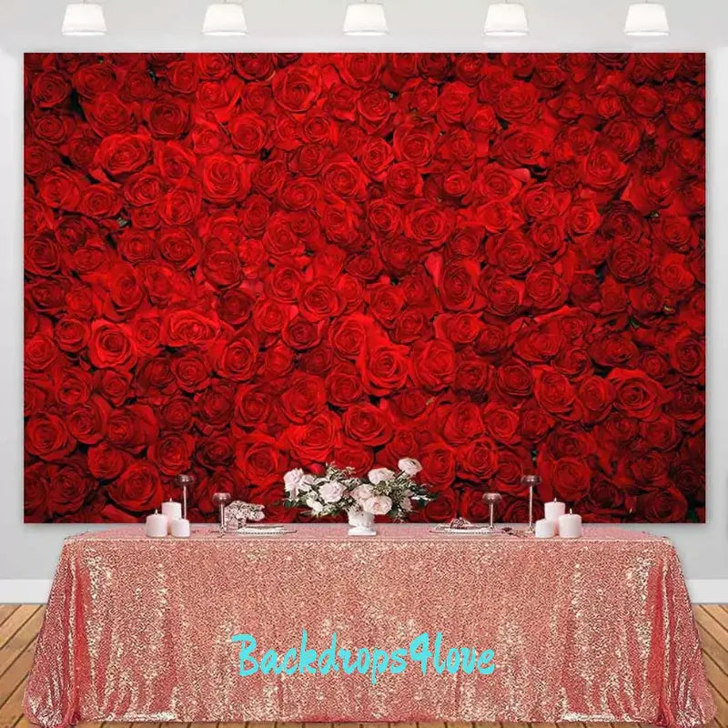 Romantic Red Roses Backdrop for Parties and Celebrations – backdrops4love