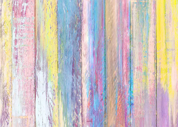 Colorful wooden painted photography backdrop with a rustic and vibrant look